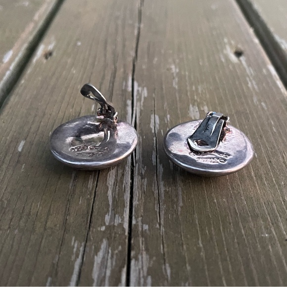 Hillel Efrat Modernist Large Hollow Sterling Silver Clip On Earrings - Picture 10 of 12